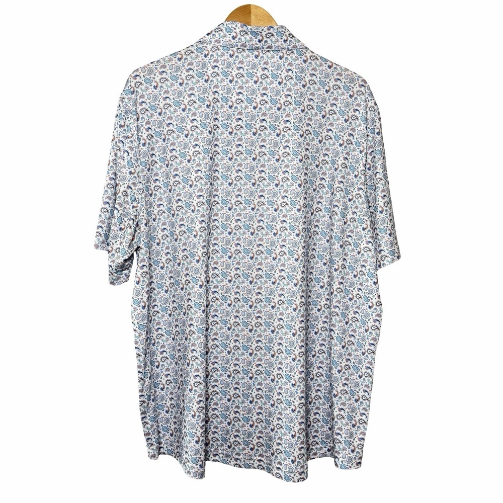 Johnston & Murphy XC4 Paisley Button Down Polo Shirt Short Sleeve XXL Golf Core - Picture 2 of 11